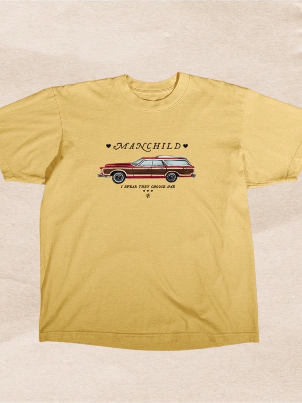 Manchild Yellow Graphic Short Sleeve Tee - Sabrina Carpenter